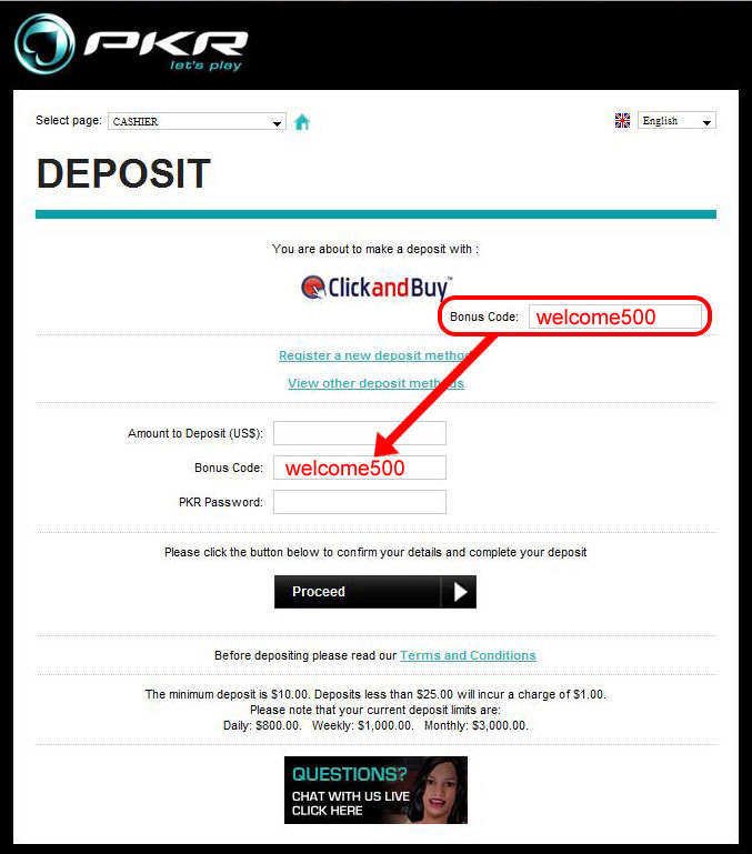 Pkr poker bonus code 2018